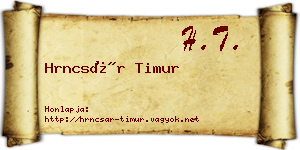 Hrncsár Timur névjegykártya